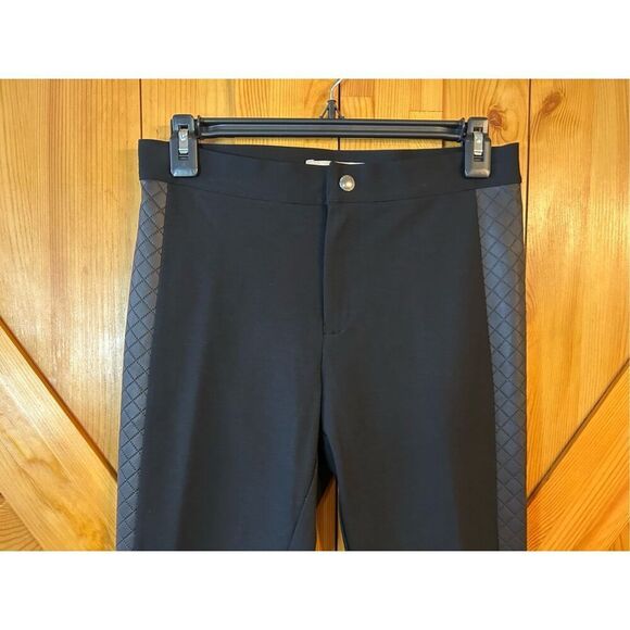 BANANA REPUBLIC BLACK Ponte Knit Stretch Legging Faux Leather side Pane Size 2 ( - Picture 3 of 9